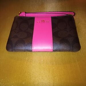 Coach Brown and Pink Wristlet